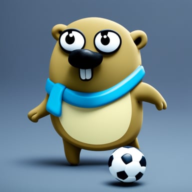 Go Blue Gopher with a mustache is playing soccer.