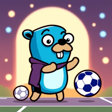 Go Blue Gopher with a mustache is playing soccer.