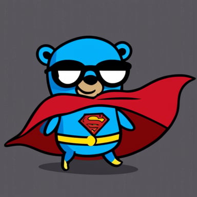 Go Blue Gopher disguised as Superman, with JS written on the costume, on a black background.