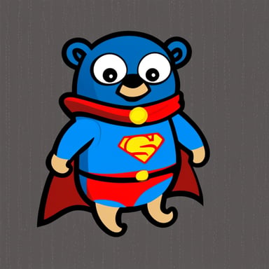 Go Blue Gopher disguised as Superman, with JS written on the costume, on a black background.