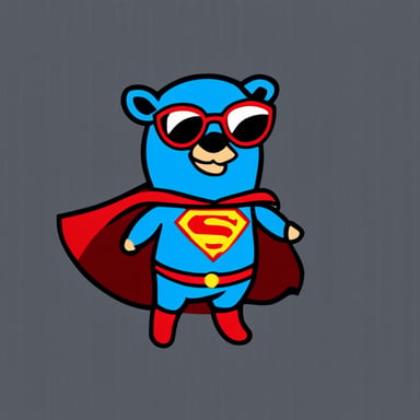 Go Blue Gopher disguised as Superman, with JS written on the costume, on a black background.