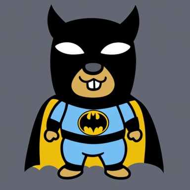 Go Blue Gopher disguised as Batman, with JS written on the costume, on a black background.