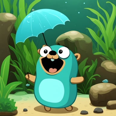 Happy Go Blue Gopher in an aquarium.