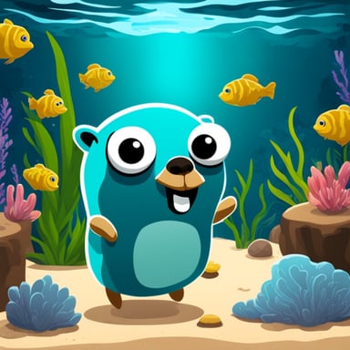 Happy Go Blue Gopher in an aquarium.