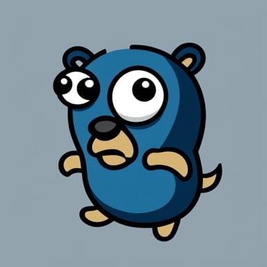 A Go Blue Gopher in the shape of a gong that can be used as a logo.