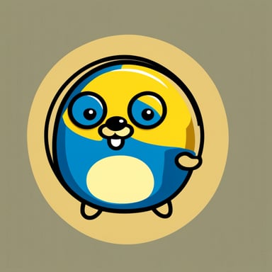 A Go Blue Gopher in the shape of a gong that can be used as a logo.