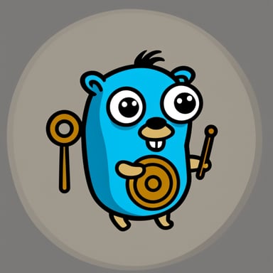 Go Blue Gopher is the shape of a gong that is reverberating with sound. Logo