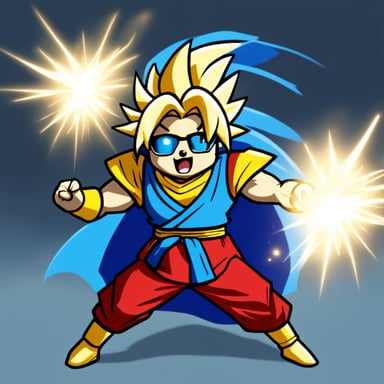 Go Blue Gopher has a Super Saiyan transformation in anime style.