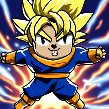 Go Blue Gopher has a Super Saiyan transformation in anime style.