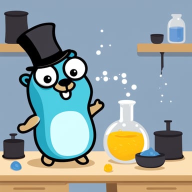 Happy Go Blue Gopher performing alchemy.