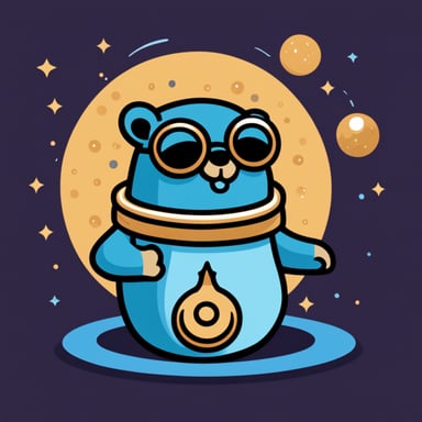A logo of Go Blue Gopher performing alchemy.