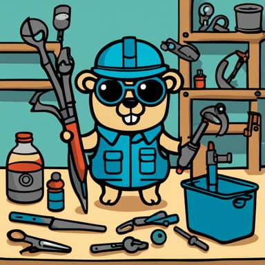 Go Blue Gopher tinkering with tools