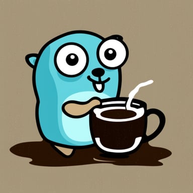 Go Blue Gopher drinking coffee.