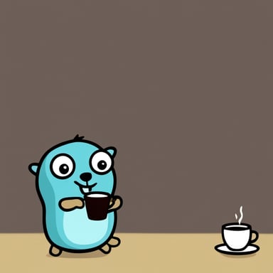 Go Blue Gopher drinking coffee.