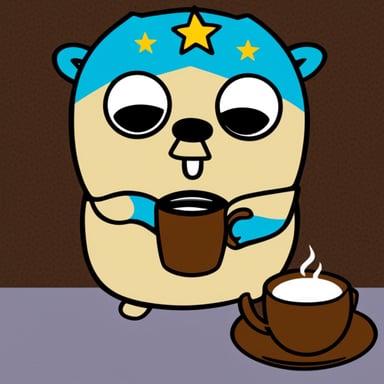 Make a Go Blue Gopher drinking coffee with the same Tweek from South Park vibes.