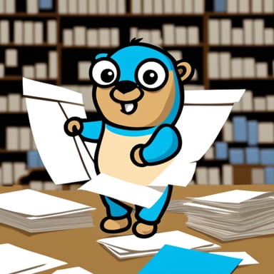 Go blue gopher shuffling papers
