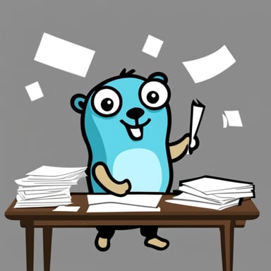 Go blue gopher shuffling papers