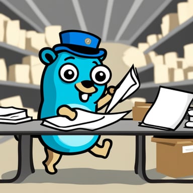 Go blue gopher shuffling papers