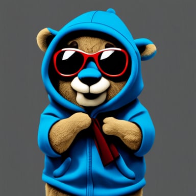Go Blue Gopher wearing sunglasses and a hoody.