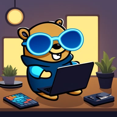 Happy go blue gopher dressed as a hacker.