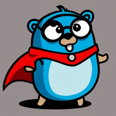 Go Blue Gopher with a cape as a superhero.