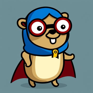 Go Blue Gopher with a cape as a superhero.