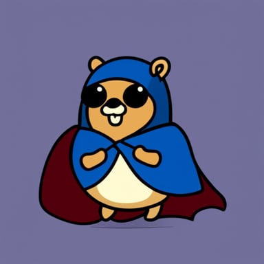Go Blue Gopher with a cape as a superhero.