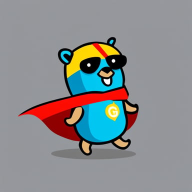 Go Blue Gopher with a cape as a superhero.