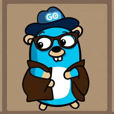 Generate a go blue gopher that looks extremely intelligent, has a friendly outlook, and is wearing reading glasses. Make the background transparent.
