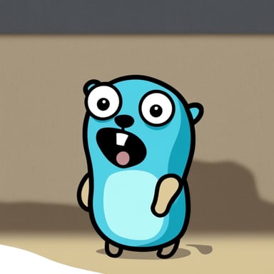 A go blue gopher is panicking and very scared.