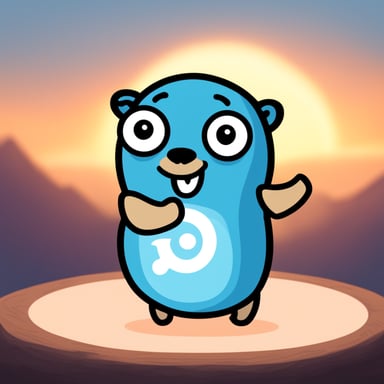 A go blue gopher is playing with the Github logo.