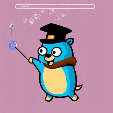 Go Blue Gopher is in front of a chart with a graph going wild, and Go Blue Gopher is pointing at the graph with surprise.