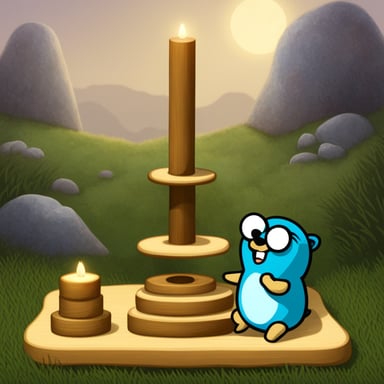 Go Blue Gopher is playing the towers of Hanoi.