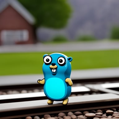 Go Blue Gopher is standing on a platform, observing the scene without any context of violence provided.