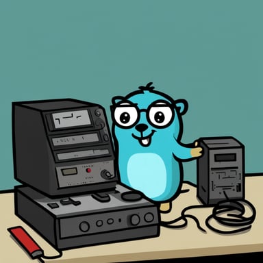 Go Blue Gopher is pulling tape out of a VCR videotape.