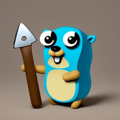 Go Blue Gopher is building something with a hammer.