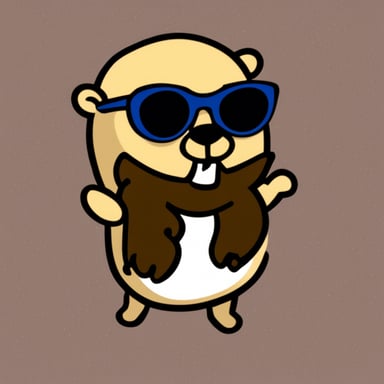Go blue gopher, sporting a bald look, a neat beard, and stylish glasses.