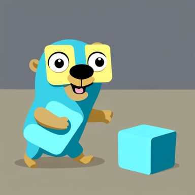 Go Blue Gopher is trying to fit a square block into a round hole.