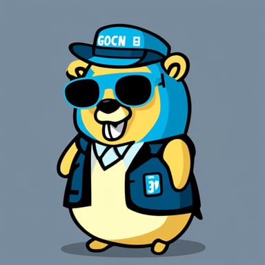 Go Blue Gopher resembling Doc Brown from Back to the Future.