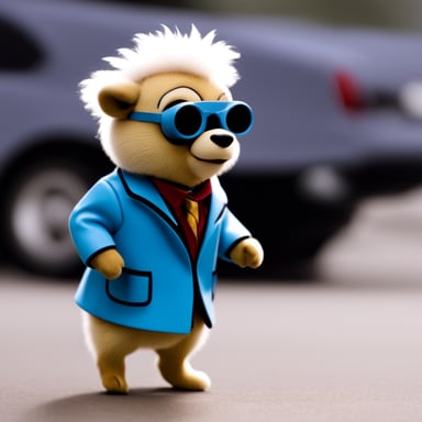 Go Blue Gopher resembling Doc Brown from Back to the Future.