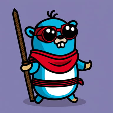 Go blue gopher as samurai gopher