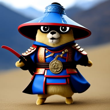 Go blue gopher as Samurai Gopher with complete samurai armor and katana.