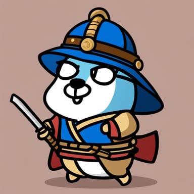 Go blue gopher as Samurai Gopher with complete samurai armor and katana.