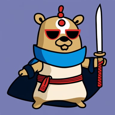 Go blue gopher as Samurai Gopher with complete samurai armor and katana.