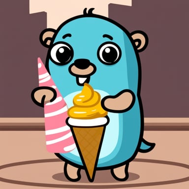 Go Blue Gopher happy eating ice cream.