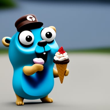 Go Blue Gopher happy eating ice cream.