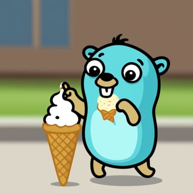 Go Blue Gopher happy eating ice cream.