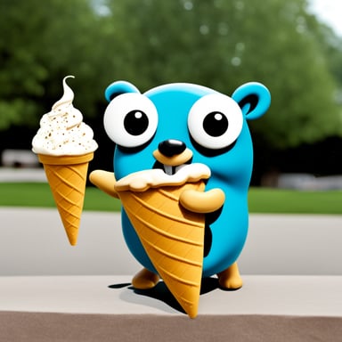 Go Blue Gopher happy eating ice cream.