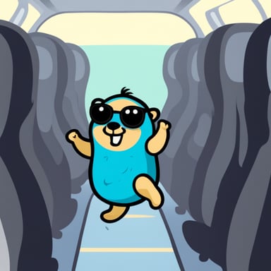 Go Blue Gopher jumping out of an airplane.