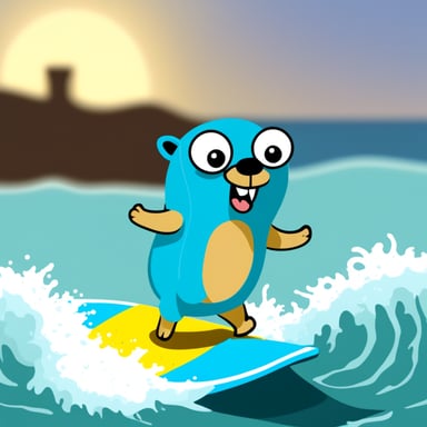 Go Blue Gopher enjoys surfing.